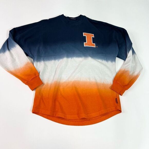 Spirit Jersey Long Sleeve Tee Women's XS Fighting Illini Dip Dye Jersey Illinois - Picture 2 of 8